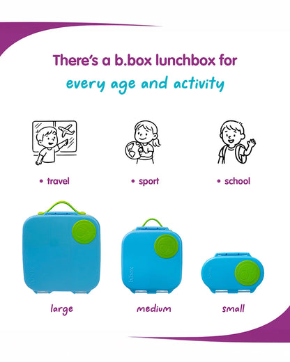 b.box Mini Lunch Box-With Carry Handle and Easy Open Clip-Leak Proof-Removable Divider-Ocean Breeze-For Feeding Infants