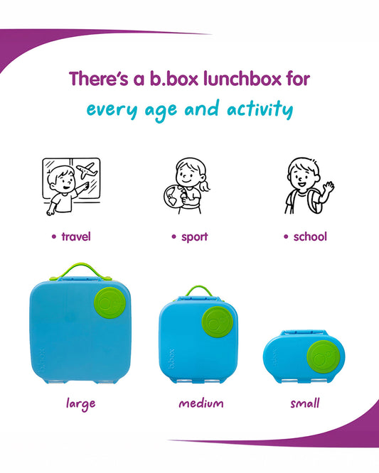 b.box Mini Lunch Box-With Carry Handle and Easy Open Clip-Leak Proof-Removable Divider-Ocean Breeze-For Feeding Infants