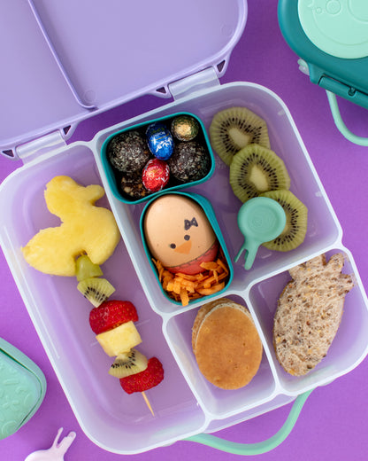 b.box Mini Lunch Box-With Carry Handle and Easy Open Clip-Leak Proof-Removable Divider-Lilac Pop-For Feeding Infants