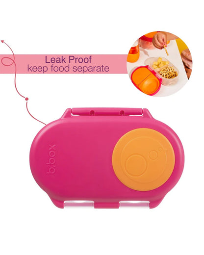 b.box Snack Box-With Leak Proof Silicone Seal-Flexi Whole Fruit Holder-Easy Open Clip-Strawberry Shake-For Feeding Infants