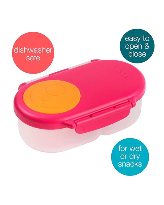 b.box Snack Box-With Leak Proof Silicone Seal-Flexi Whole Fruit Holder-Easy Open Clip-Strawberry Shake-For Feeding Infants