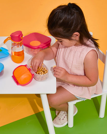 b.box Snack Box-With Leak Proof Silicone Seal-Flexi Whole Fruit Holder-Easy Open Clip-Strawberry Shake-For Feeding Infants