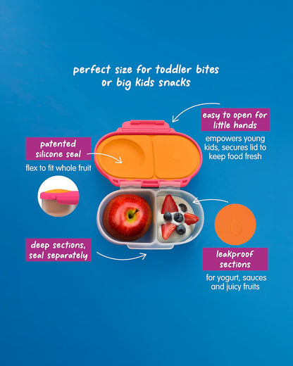 b.box Snack Box-With Leak Proof Silicone Seal-Flexi Whole Fruit Holder-Easy Open Clip-Strawberry Shake-For Feeding Infants