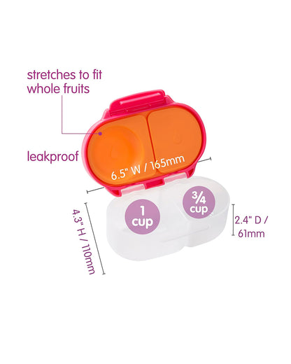 b.box Snack Box-With Leak Proof Silicone Seal-Flexi Whole Fruit Holder-Easy Open Clip-Strawberry Shake-For Feeding Infants