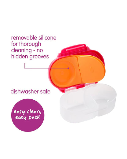 b.box Snack Box-With Leak Proof Silicone Seal-Flexi Whole Fruit Holder-Easy Open Clip-Strawberry Shake-For Feeding Infants