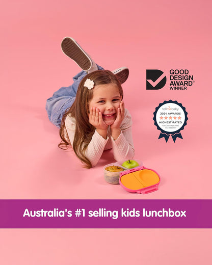 b.box Snack Box-With Leak Proof Silicone Seal-Flexi Whole Fruit Holder-Easy Open Clip-Strawberry Shake-For Feeding Infants
