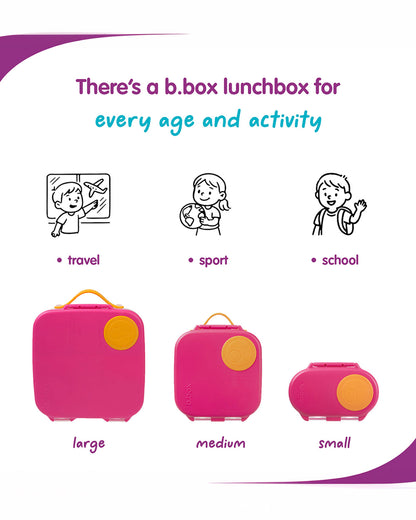 b.box Snack Box-With Leak Proof Silicone Seal-Flexi Whole Fruit Holder-Easy Open Clip-Strawberry Shake-For Feeding Infants