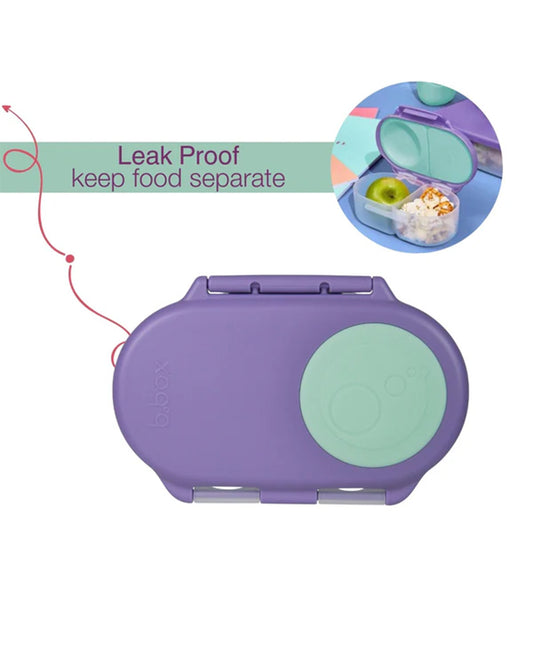 b.box Snack Box-With Leak Proof Silicone Seal-Flexi Whole Fruit Holder-Easy Open Clip-Lilac Pop-For Feeding Infants