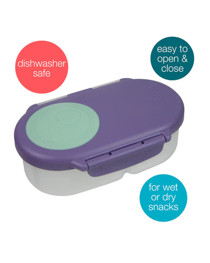 b.box Snack Box-With Leak Proof Silicone Seal-Flexi Whole Fruit Holder-Easy Open Clip-Lilac Pop-For Feeding Infants