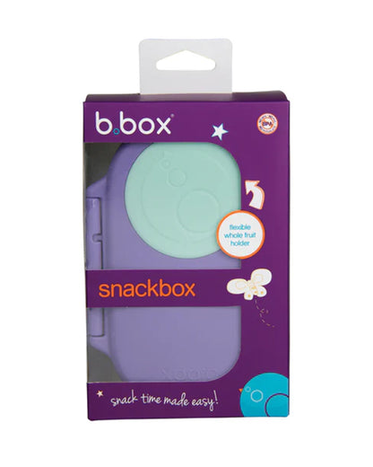 b.box Snack Box-With Leak Proof Silicone Seal-Flexi Whole Fruit Holder-Easy Open Clip-Lilac Pop-For Feeding Infants