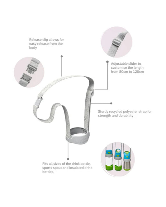b.box Bottle Carrier-With Detachable Length Adjustable Strap-Fits to b.box Insulated & Tritan Bottles (350 to 600ml)-Cool Grey