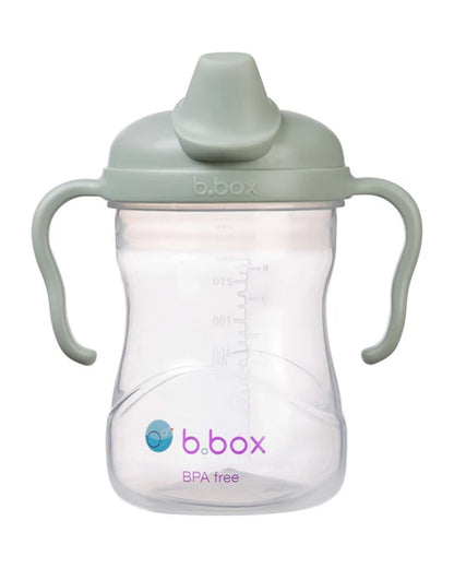 b.box Soft Spout Cup-With Angled Spout for Easy Drinking & Easy Grip Handles-Sage Green-240 ml