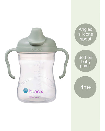 b.box Soft Spout Cup-With Angled Spout for Easy Drinking & Easy Grip Handles-Sage Green-240 ml