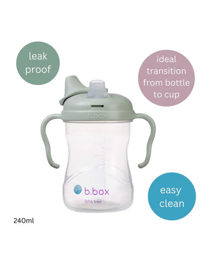 b.box Soft Spout Cup-With Angled Spout for Easy Drinking & Easy Grip Handles-Sage Green-240 ml