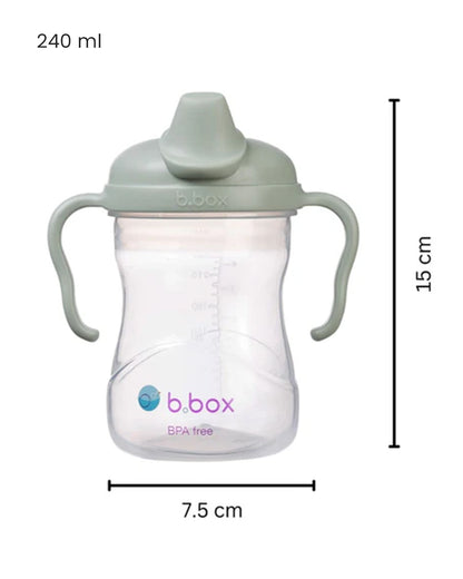 b.box Soft Spout Cup-With Angled Spout for Easy Drinking & Easy Grip Handles-Sage Green-240 ml