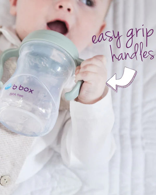 b.box Soft Spout Cup-With Angled Spout for Easy Drinking & Easy Grip Handles-Sage Green-240 ml