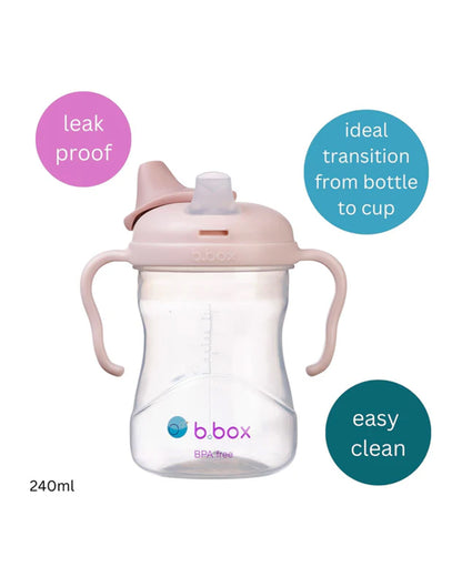 b.box Soft Spout Cup-With Angled Spout for Easy Drinking & Easy Grip Handles-Blush Pink-240 ml