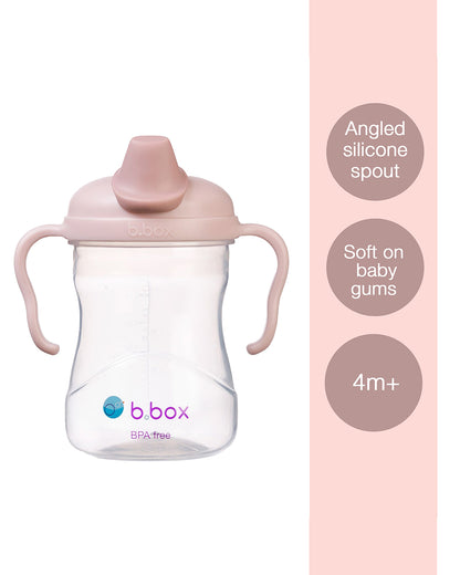 b.box Soft Spout Cup-With Angled Spout for Easy Drinking & Easy Grip Handles-Blush Pink-240 ml