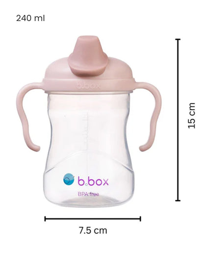 b.box Soft Spout Cup-With Angled Spout for Easy Drinking & Easy Grip Handles-Blush Pink-240 ml