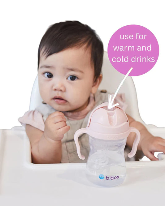 b.box Straw Sippy Cup-With Weighted Straw & Easy Grip Handles-Flip Top Lid-Blush Pink-240 ml