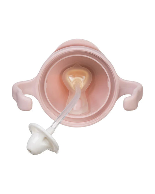 b.box Straw Sippy Cup-With Weighted Straw & Easy Grip Handles-Flip Top Lid-Blush Pink-240 ml