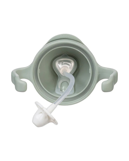 b.box Straw Sippy Cup-With Weighted Straw & Easy Grip Handles-Flip Top Lid-Sage Green-240 ml
