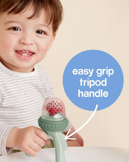 b.box Silicone Fresh Food Feeder-With Unique Easy Grip Tripod Design & Click Lock Ring-Lullaby Blue-For Infants