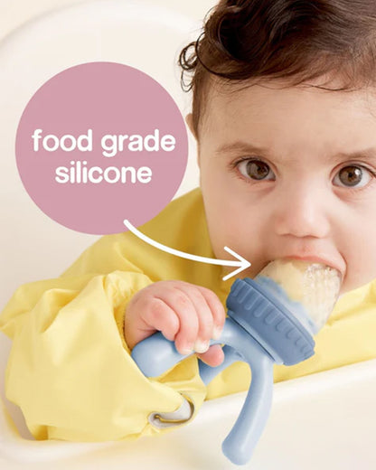 b.box Silicone Fresh Food Feeder-With Unique Easy Grip Tripod Design & Click Lock Ring-Lullaby Blue-For Infants