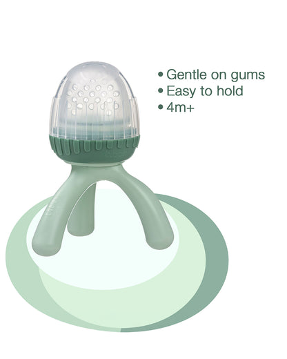 b.box Silicone Fresh Food Feeder-With Unique Easy Grip Tripod Design & Click Lock Ring-Sage Green-For Infants