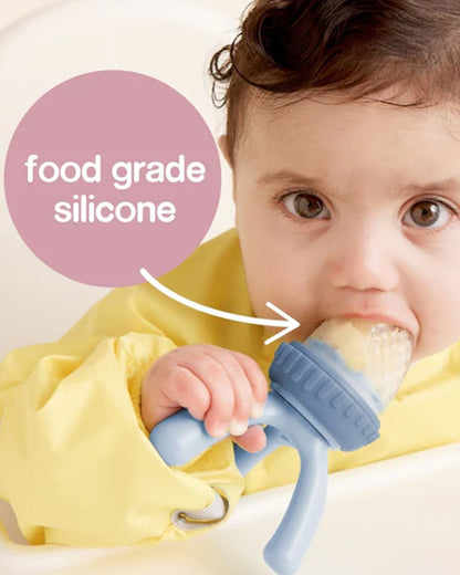 b.box Silicone Fresh Food Feeder-With Unique Easy Grip Tripod Design & Click Lock Ring-Sage Green-For Infants