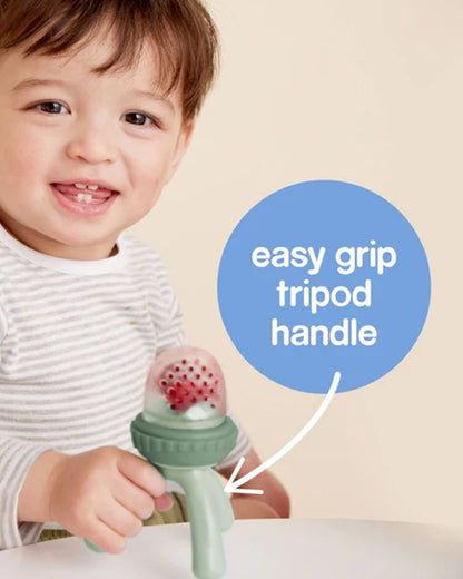 b.box Silicone Fresh Food Feeder-With Unique Easy Grip Tripod Design & Click Lock Ring-Blush Pink-For Infants