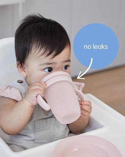 b.box Baby Birthday Feeding Set-Pack of 2-Bowl with Lid & Spout Cup-Pastel Pink