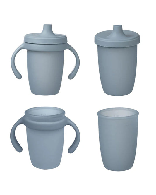 b.box Baby Birthday Feeding Set-Pack of 2-Bowl with Lid & Spout Cup-Light Blue