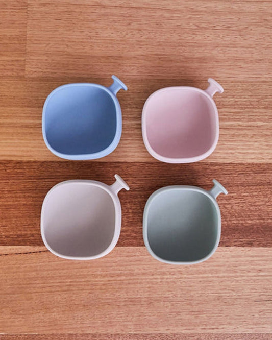 b.box Silicone Bowl with Lid-Non Slip Suction Base-Unique Handle Design-Blush Pink-For Feeding Infants