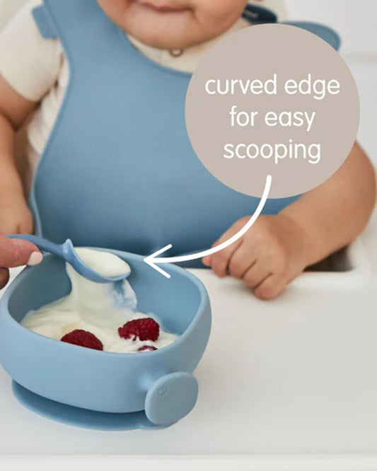 b.box Silicone Bowl with Lid-Non Slip Suction Base-Unique Handle Design-Blush Pink-For Feeding Infants