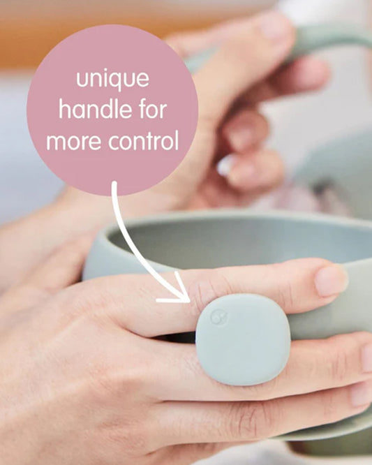 b.box Silicone Bowl with Lid-Non Slip Suction Base-Unique Handle Design-Blush Pink-For Feeding Infants