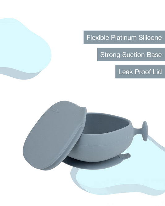 b.box Silicone Meal Set Combo-Strong Suction Base-Pack of 4-Ocean Blue
