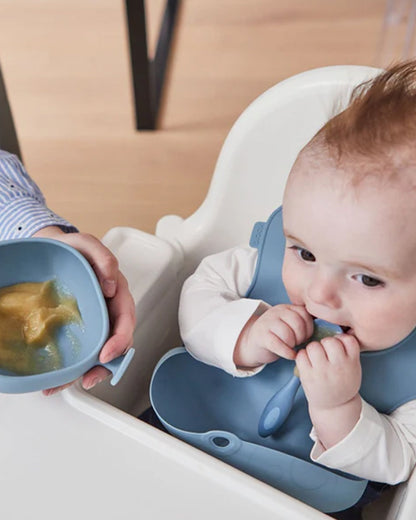 b.box Baby Birthday Feeding Set-Pack of 2-Bowl with Lid & Spout Cup-Light Blue