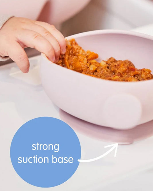 b.box Silicone Bowl with Lid-Non Slip Suction Base-Unique Handle Design-Ocean Blue-For Feeding Infants