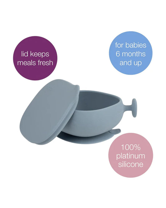 b.box Baby Birthday Feeding Set-Pack of 2-Bowl with Lid & Spout Cup-Light Blue