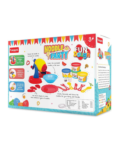 Funskool Fundough Noodle Party-With Noodle Extruder, Kitchen Utensils & Cutlery & 4 Clay Tubs-Art & Craft Kit-18M+