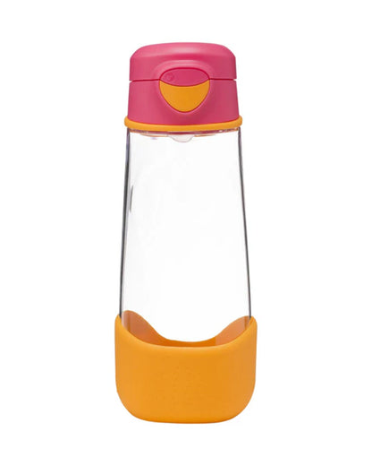 b.box Tritan Sport Spout Bottle-With Easy to Hold Handle-Push Button Lid & Ergonomic Triangular Shape-Strawberry Shake-600 ml