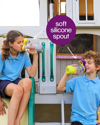 b.box Tritan Sport Spout Bottle-With Easy to Hold Handle-Push Button Lid & Ergonomic Triangular Shape-Strawberry Shake-600 ml