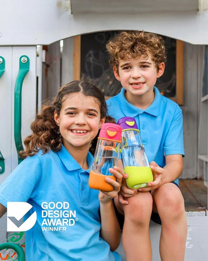 b.box Tritan Sport Spout Bottle-With Easy to Hold Handle-Push Button Lid & Ergonomic Triangular Shape-Strawberry Shake-600 ml