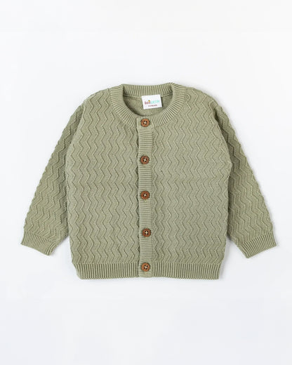 Beelittle Sage Green Sweater-Solid-Organic Cotton-For Infants