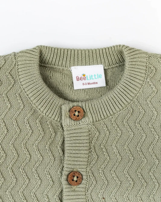 Beelittle Sage Green Sweater-Solid-Organic Cotton-For Infants