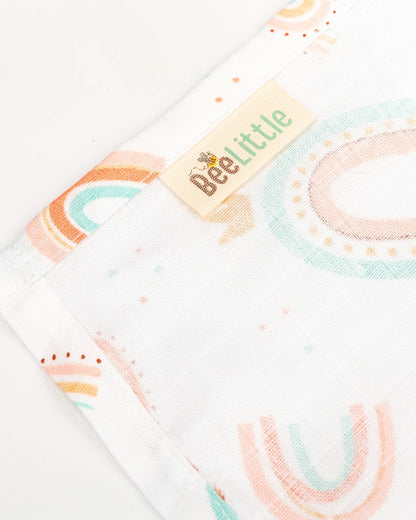 BeeLittle Baby Bath Towel-100% Organic Muslin Cotton-Rainbows