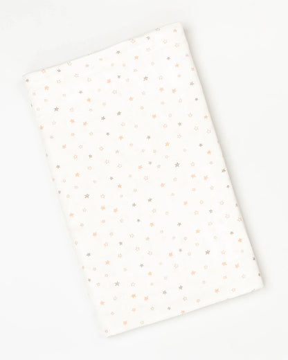 BeeLittle Baby Bath Towel-100% Organic Muslin Cotton-Peach Stars