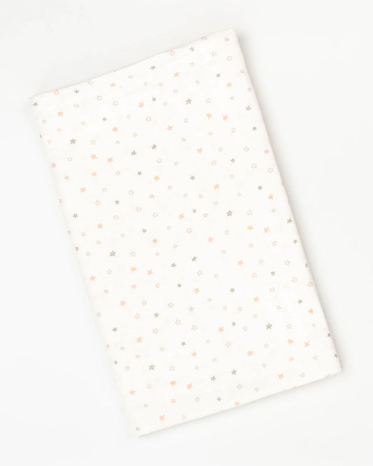 BeeLittle Baby Bath Towel-100% Organic Muslin Cotton-Peach Stars