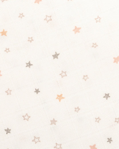 BeeLittle Baby Bath Towel-100% Organic Muslin Cotton-Peach Stars